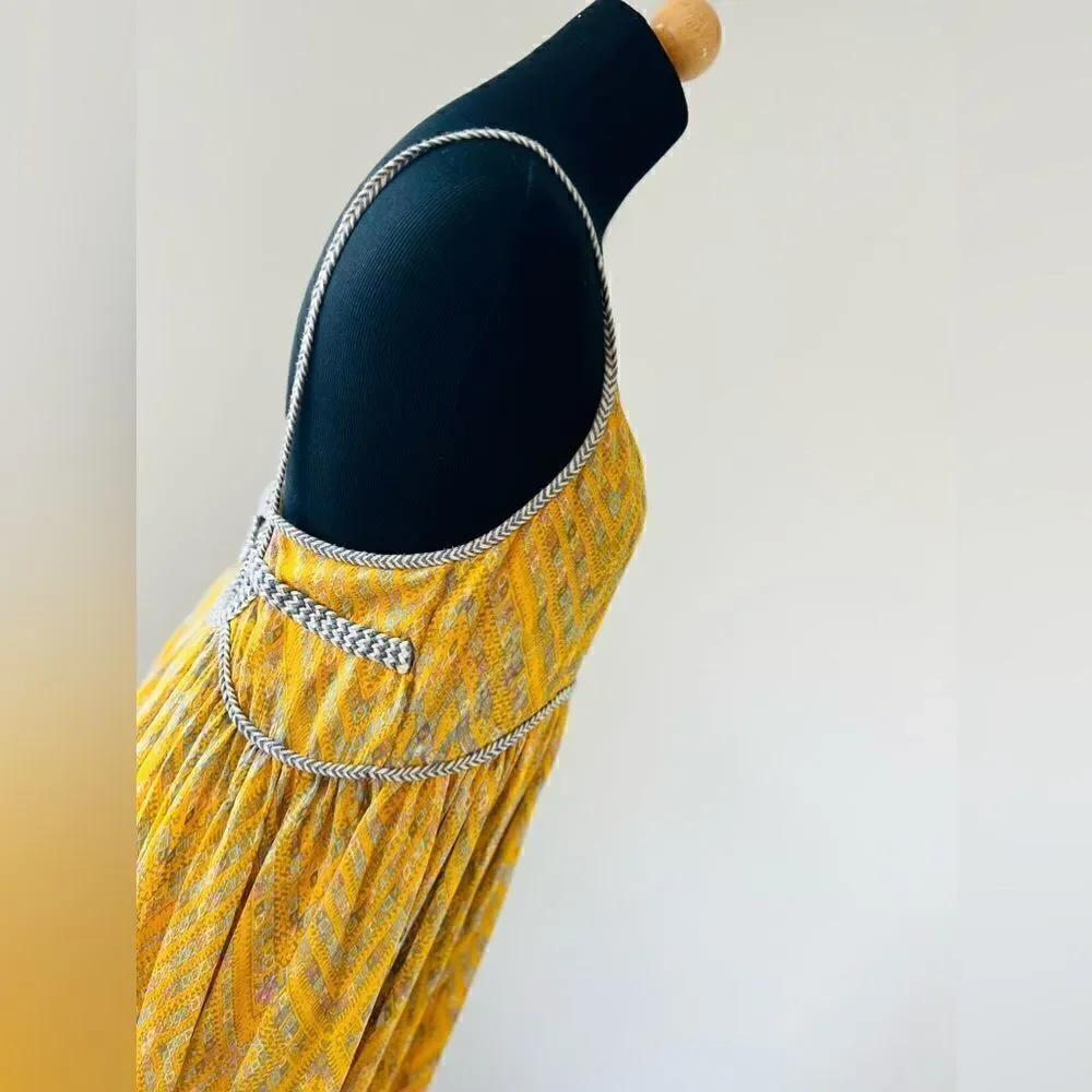 Free People So Nice Chiffon Dress in Yellow size S - Picture 9 of 13